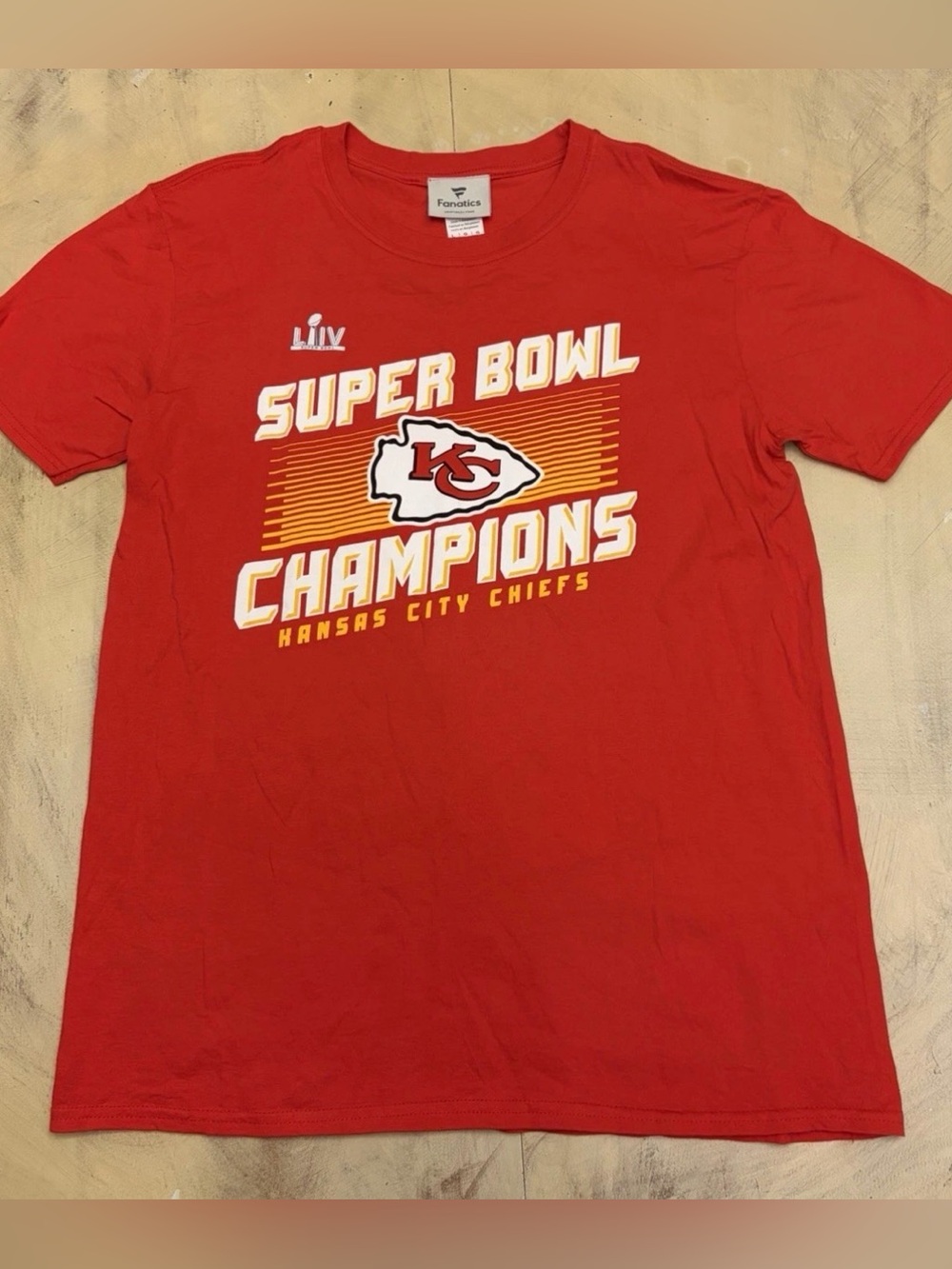 Fanatics Kansas City Chiefs Super Bowl LIV Champions Shirt NFL Football Men’s L